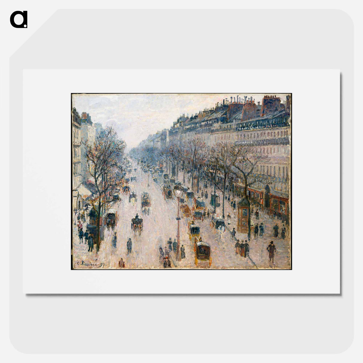 The Boulevard Montmartre on a Winter Morning - Camille Pissarro Poster.