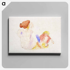 アートパネル-Woman with Child in Red Suit - チャールズ デムス Canvas.