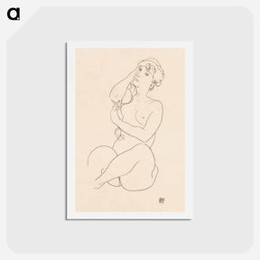 アートポストカード-Naked lady. Nude - エゴン シーレ Postcard.