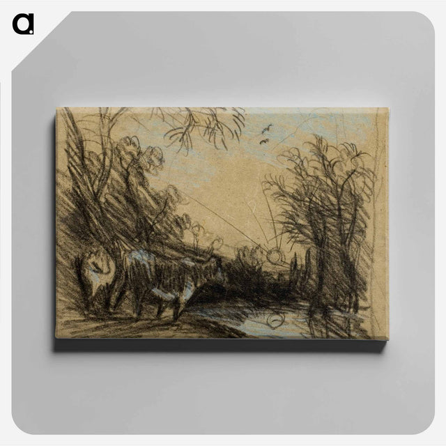 アートパネル-Landscape with Cows
 - ジョン コンスタブル Canvas.