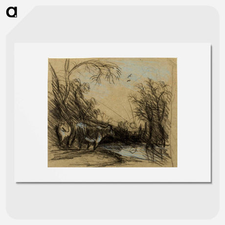 アートポスター-Landscape with Cows
 - ジョン コンスタブル Poster.