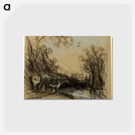 アートポストカード-Landscape with Cows
 - ジョン コンスタブル Postcard.