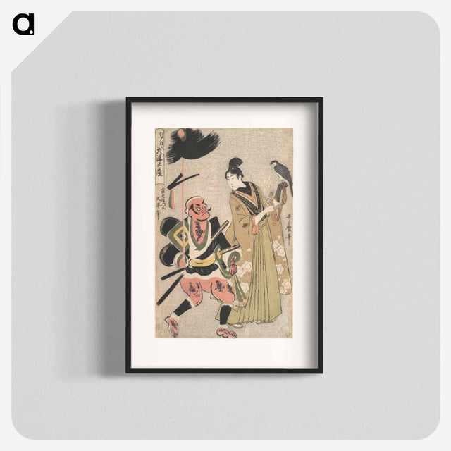 アートポスター-Foot-soldier with a Spear and Hawk-handler - 喜多川 歌麿 Poster.