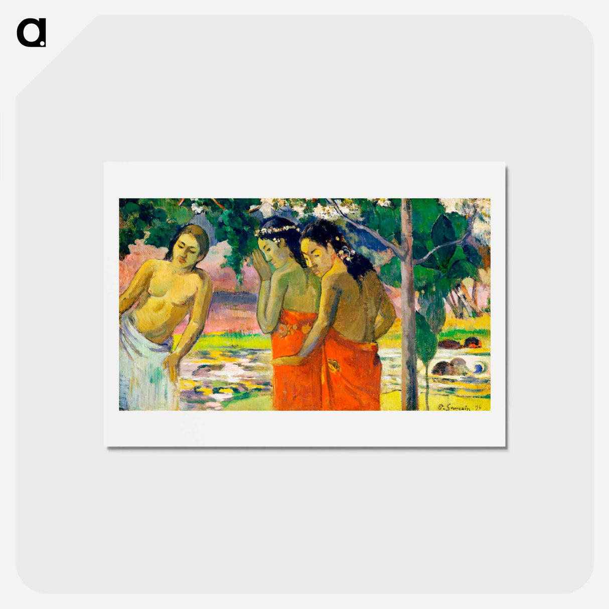 アートポストカード-Three Tahitian Women - ポール ゴーギャン Postcard.