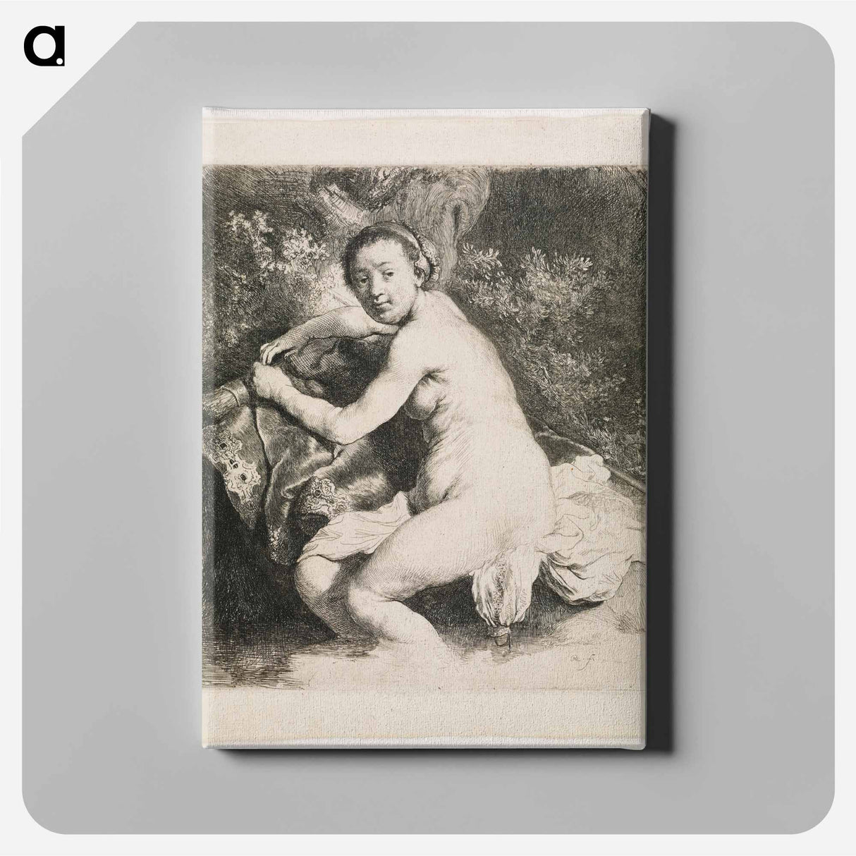 Nude Woman with Round Face and Full Figure - Rembrandt van Rijn Canvas.