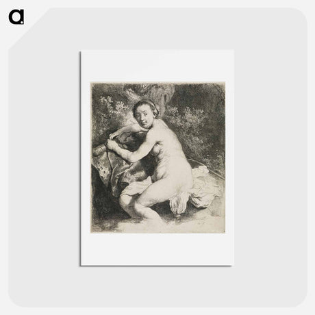 アートポストカード-Nude Woman with Round Face and Full Figure - レンブラント ファン レイン Postcard.