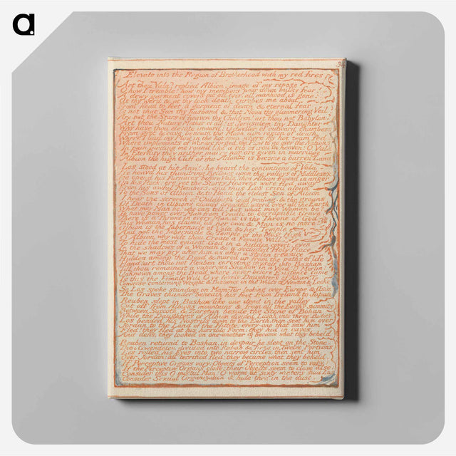 アートパネル-Jerusalem, Plate 34, "Elevate into the Region of Brotherhood" - ウィリアム ブレイク Canvas.