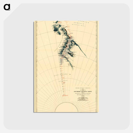アートポストカード-Route and Surveys of the Southern Journey Party - アンティーク地図 Postcard.