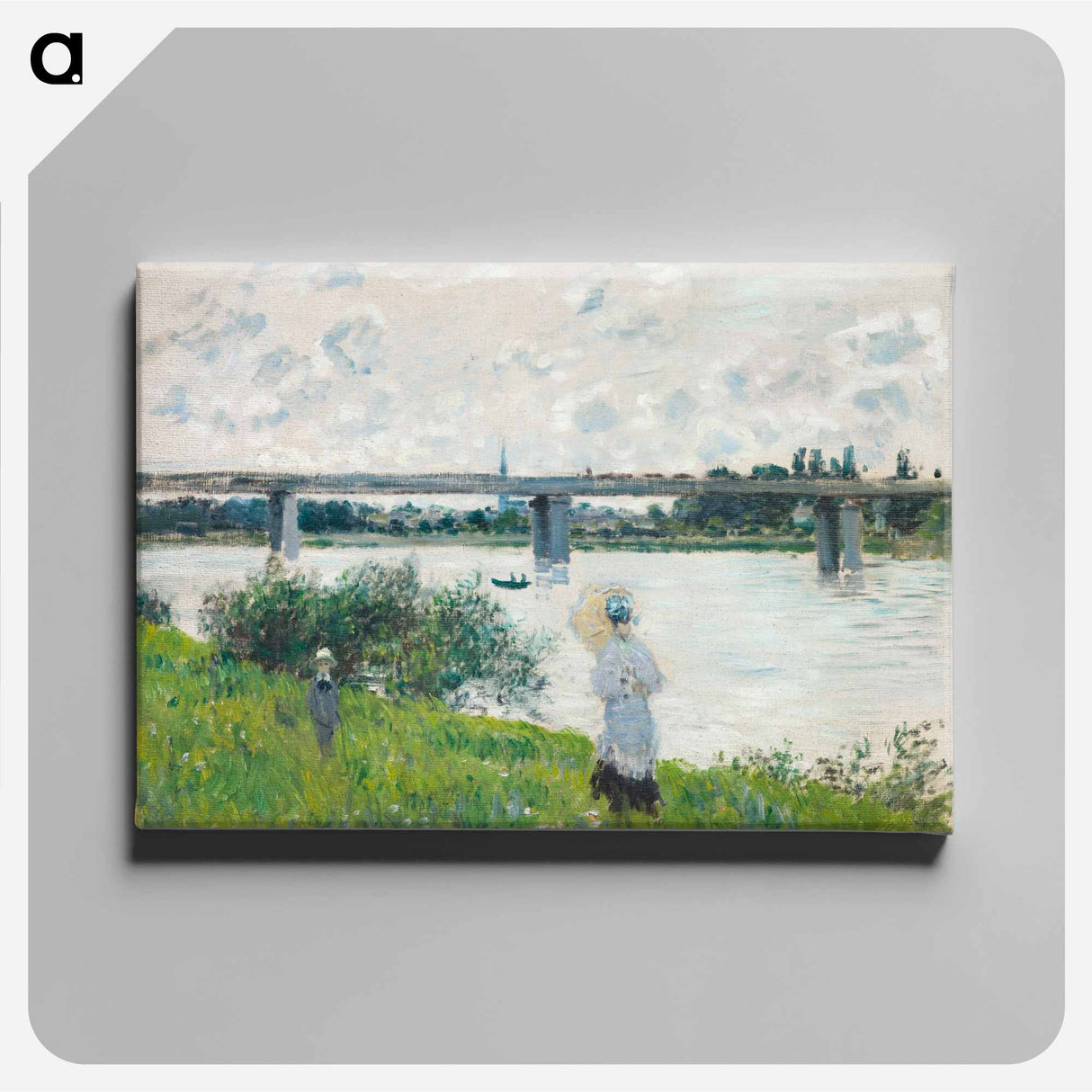 The Promenade with the Railroad Bridge, Argenteuil - クロード モネ Canvas.