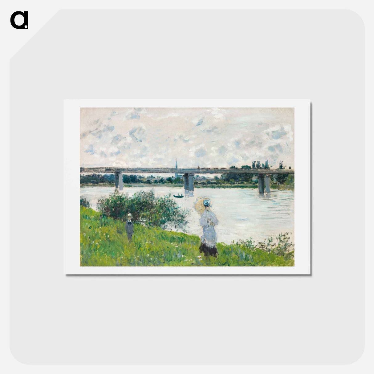 The Promenade with the Railroad Bridge, Argenteuil - クロード モネ Postcard.