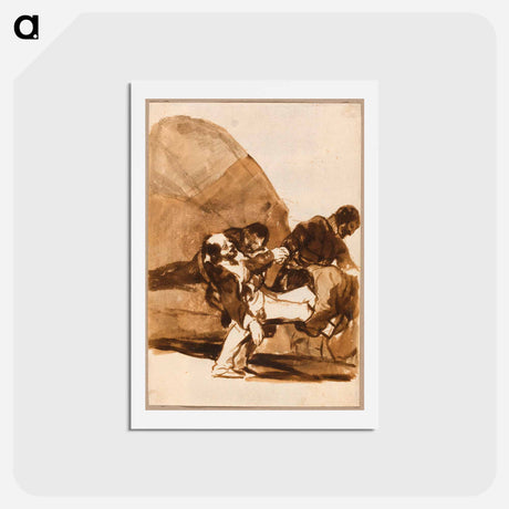 アートポストカード-Three Men Carrying a Wounded Soldier - フランシスコ デ ゴヤ Postcard.