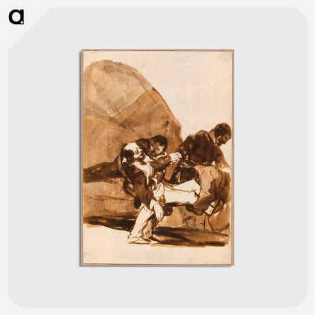 アートポストカード-Three Men Carrying a Wounded Soldier - フランシスコ デ ゴヤ Postcard.