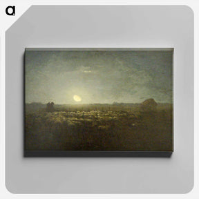 アートパネル-The sheep pen, moonlight - ジャン フランソワ ミレー Canvas.