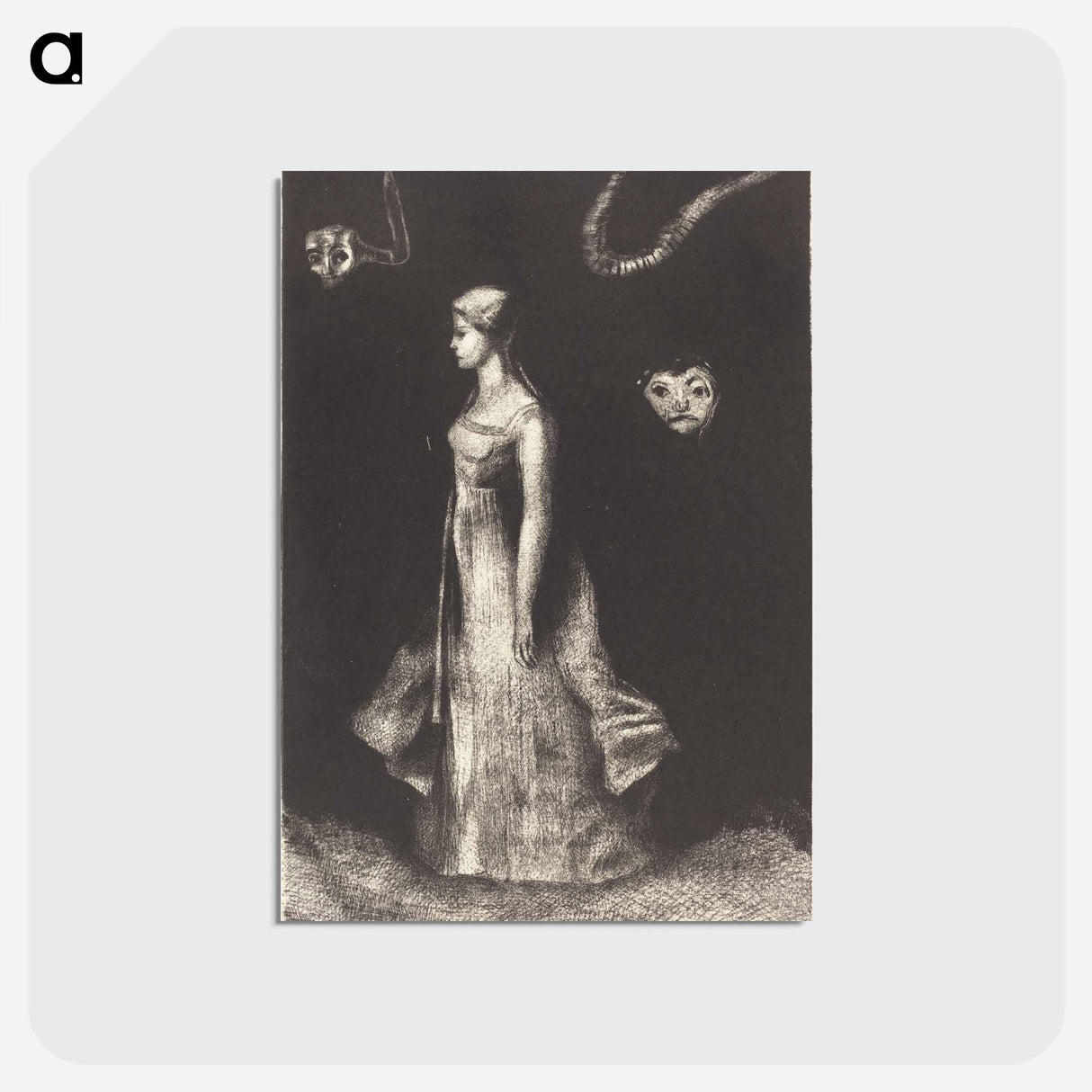 アートポストカード-Hantise (Obsession) - オディロン ルドン Postcard.