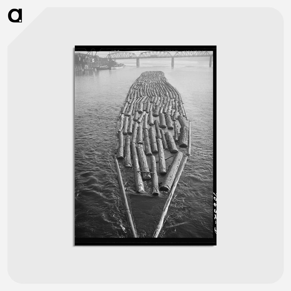 アートポストカード-Log Raft, Willamette River
 - ラッセル リー Postcard.