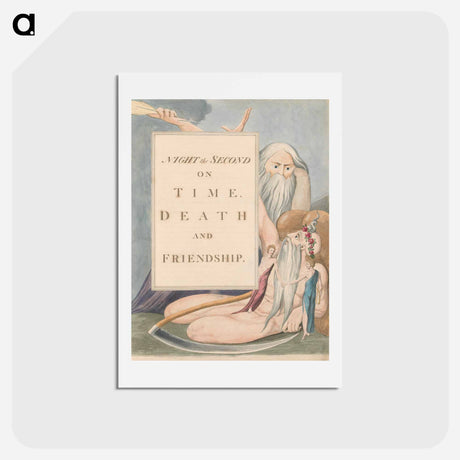 アートポストカード-Young's Night Thoughts, Page 17, "Night the Second, on Time, Death and Friendship" - ウィリアム ブレイク Postcard.