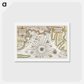 アートポストカード-Kaart van de kust van Zweden tussen Kalmar en Stockholm - アンティーク地図 Postcard.