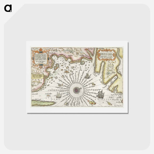 アートポストカード-Kaart van de kust van Zweden tussen Kalmar en Stockholm - アンティーク地図 Postcard.