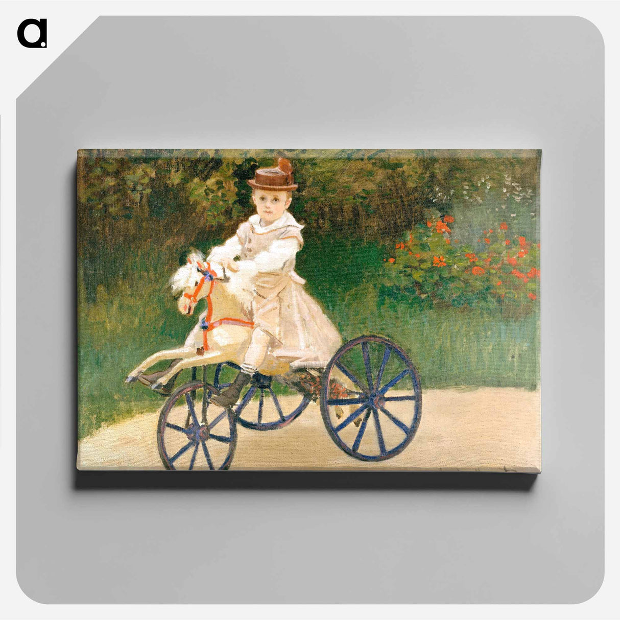 Jean Monet on His Hobby Horse - クロード モネ Canvas.