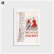 アートポストカード-Bicycle road maps print in high resolution by Edward Penfield - エドワード ペンフィールド Postcard.