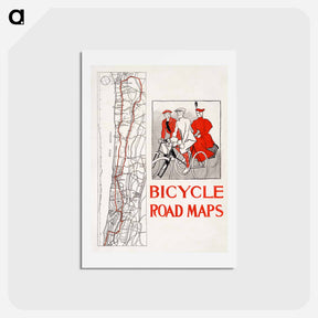 アートポストカード-Bicycle road maps print in high resolution by Edward Penfield - エドワード ペンフィールド Postcard.