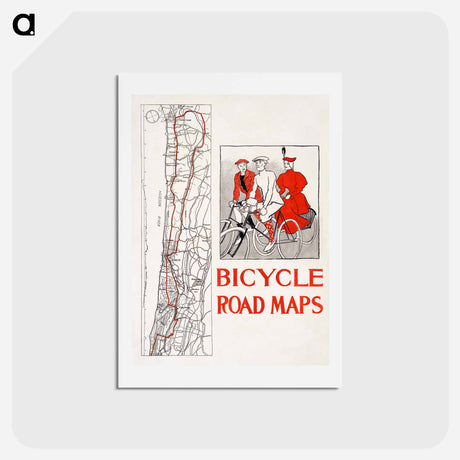 アートポストカード-Bicycle road maps print in high resolution by Edward Penfield - エドワード ペンフィールド Postcard.