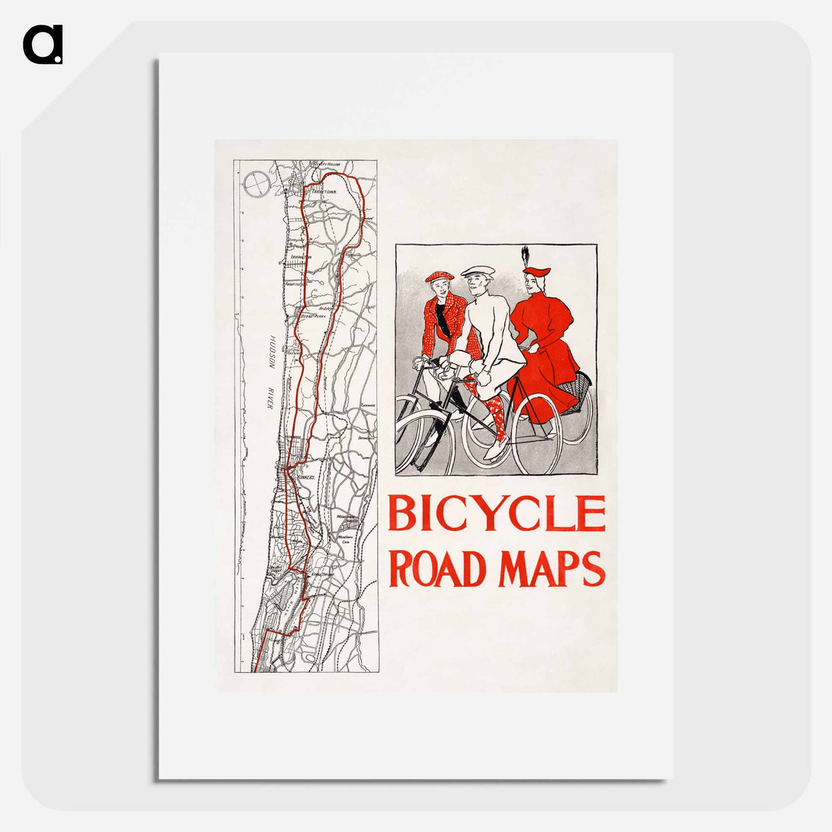 Bicycle road maps print in high resolution by Edward Penfield - エドワード ペンフィールド Poster.