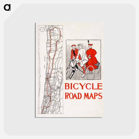 アートポストカード-Bicycle road maps print in high resolution by Edward Penfield - エドワード ペンフィールド Postcard.