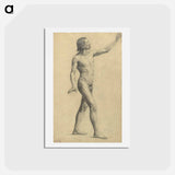 アートポストカード-Male Academy Nude in motion - グスタフ クリムト Postcard.