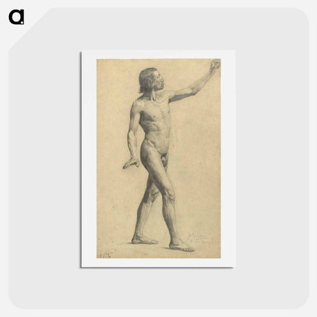 アートポストカード-Male Academy Nude in motion - グスタフ クリムト Postcard.