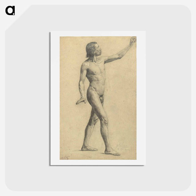 アートポストカード-Male Academy Nude in motion - グスタフ クリムト Postcard.