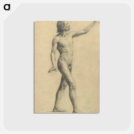 アートポストカード-Male Academy Nude in motion - グスタフ クリムト Postcard.