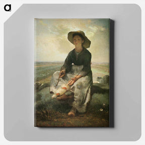アートパネル-The Young Shepherdess - ジャン フランソワ ミレー Canvas.
