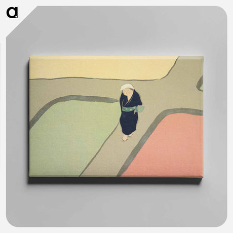 アートパネル-Path through the fields from Momoyogusa–Flowers of a Hundred Generations - 神坂 雪佳 Canvas.