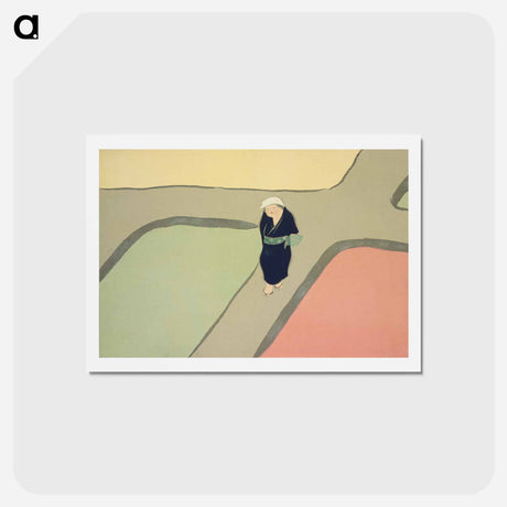 アートポストカード-Path through the fields from Momoyogusa–Flowers of a Hundred Generations - 神坂 雪佳 Postcard.