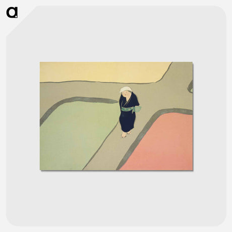 アートポストカード-Path through the fields from Momoyogusa–Flowers of a Hundred Generations - 神坂 雪佳 Postcard.