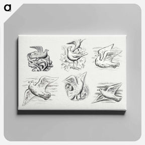 アートパネル-Seven pigeons - レオ ヘステル Canvas.