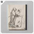 アートパネル-Rembrandt van Rijn's man in background and woman in foreground walking toward the right edge of the picture plane - レンブラント ファン レイン Canvas.