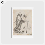 アートポストカード-Rembrandt van Rijn's man in background and woman in foreground walking toward the right edge of the picture plane - レンブラント ファン レイン Postcard.