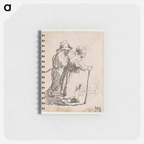 アートメモ帳-Rembrandt van Rijn's man in background and woman in foreground walking toward the right edge of the picture plane - レンブラント ファン レイン Memo.