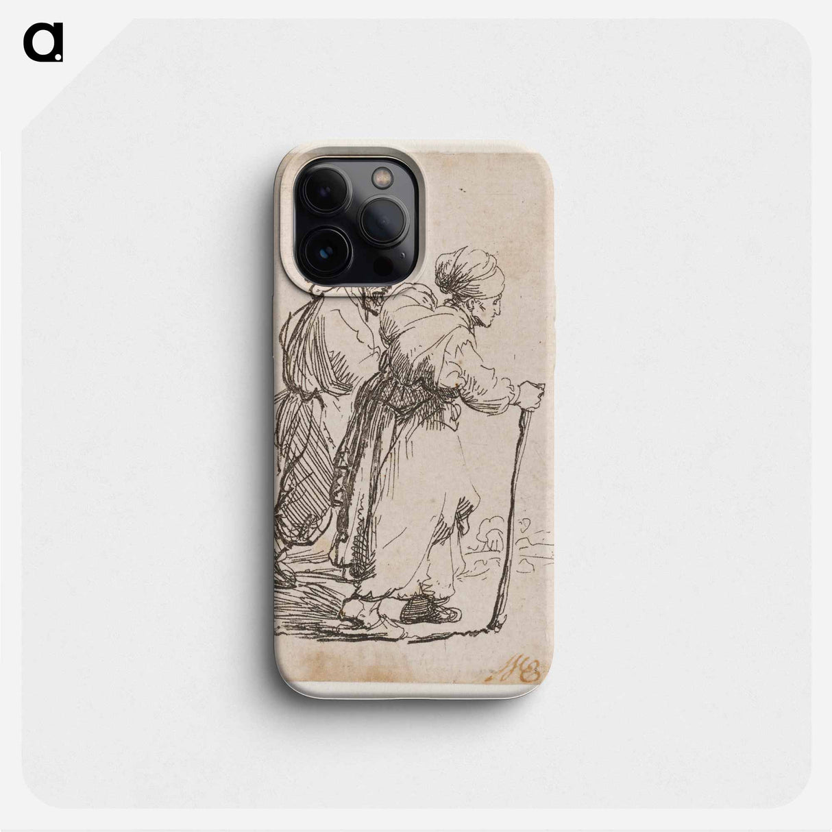 Rembrandt van Rijn's man in background and woman in foreground walking toward the right edge of the picture plane - Rembrandt van Rijn Phone Case.