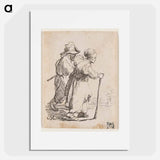 Rembrandt van Rijn's man in background and woman in foreground walking toward the right edge of the picture plane - Rembrandt van Rijn Poster.