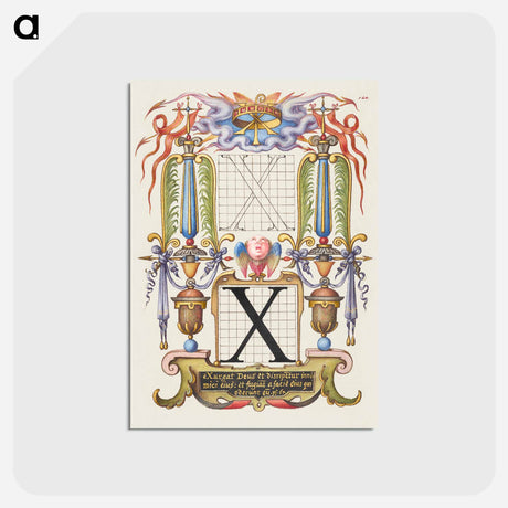 アートポストカード-Guide for Constructing the Letter X from Mira Calligraphiae Monumenta
 - 書道のお手本 Postcard.