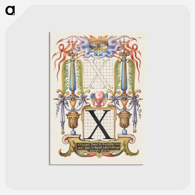 アートポストカード-Guide for Constructing the Letter X from Mira Calligraphiae Monumenta
 - 書道のお手本 Postcard.