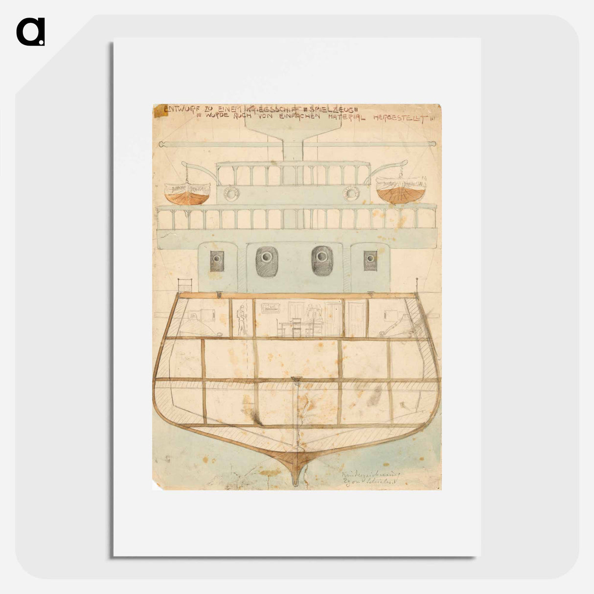 Design for a toy warship - Egon Schiele Poster.