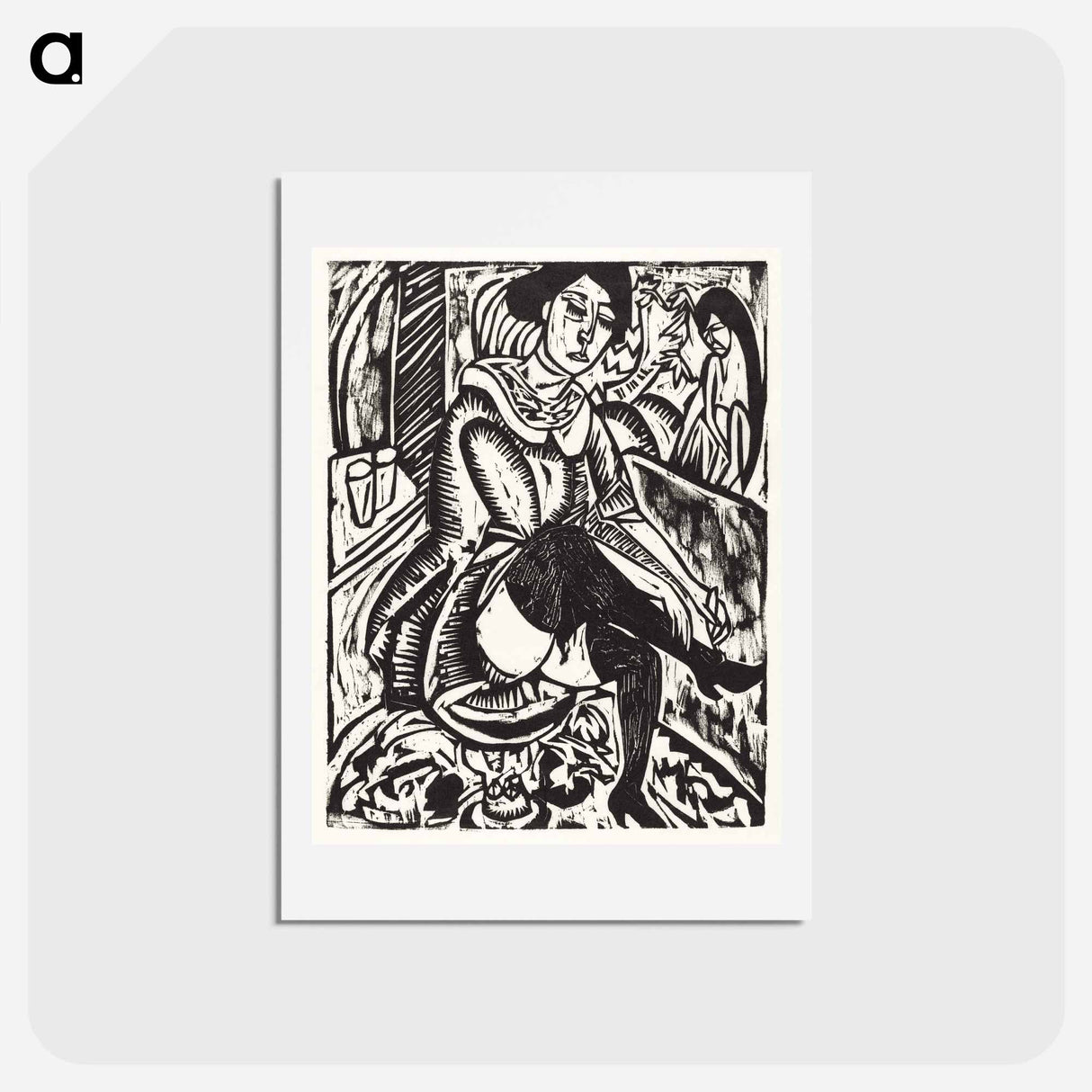 アートポストカード-Woman Tying Her Shoe - エルンスト ルートヴィヒ キルヒナー Postcard.