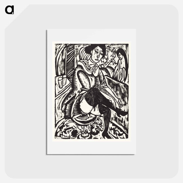 アートポストカード-Woman Tying Her Shoe - エルンスト ルートヴィヒ キルヒナー Postcard.