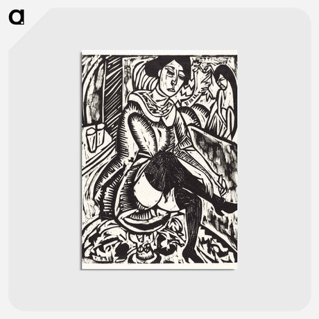 アートポストカード-Woman Tying Her Shoe - エルンスト ルートヴィヒ キルヒナー Postcard.
