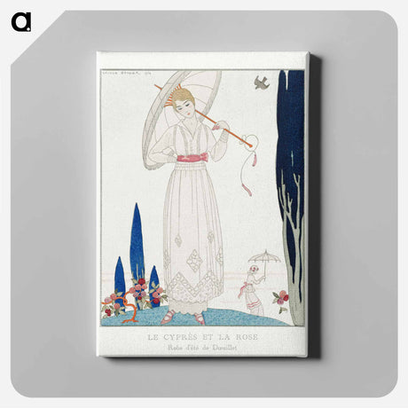 アートパネル-The cypress and the rose: Summer dress by Doeuillet from Gazette du Bon Ton No. 7 Pl. 70 fashion illustration in high resolution by . Original from The Rijksmuseum. Digitally enhanced by rawpix - ジョージ バービエ Canvas.