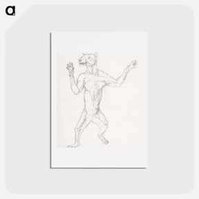 アートポストカード-Tiger Body, Standing in Human Posture
 - ジョージ スタッブス Postcard.